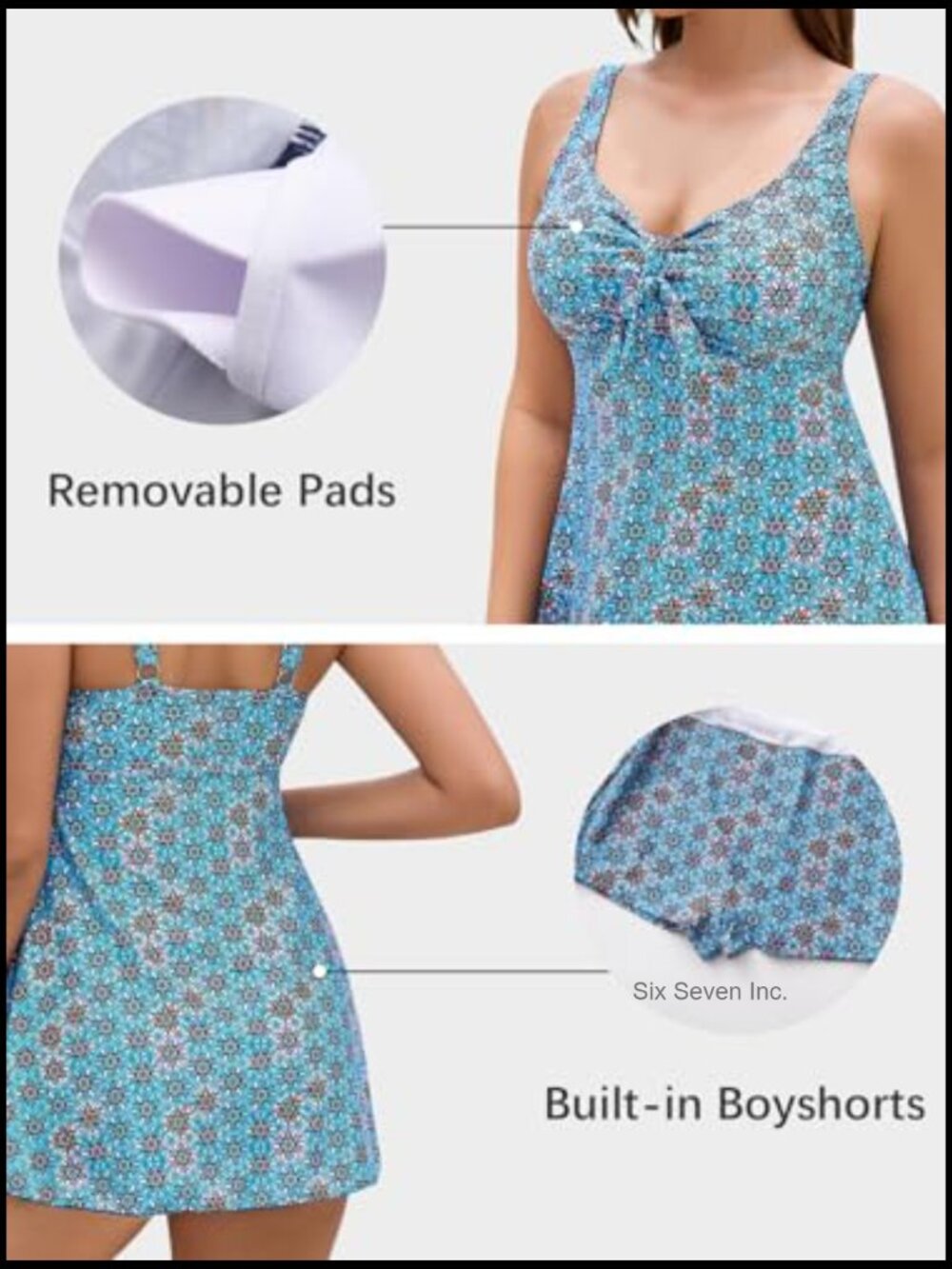 Plus Size Modest Swimdress with Tummy Control and Built-in Shorts - Picture 5 of 6